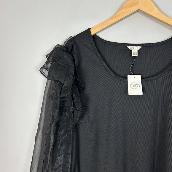 NEW Boho Fairy Long Sleeve Top Sheer Mesh Sleeves with Ruffles Size 18/20W Women - Picture 2 of 4